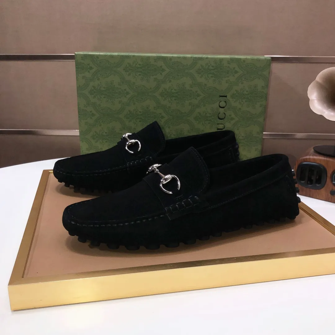 Men's Men's Shoes💰420💰[Gucci GUCCI] (High-end Niuli) New 🍀Gucci*-Gucci Peas Shoes! Made of imported original cowhide, the inner top layer is comfortable cowhide lining! Original wear-resistant rubber outsole! High quality products! Code number 38-44!